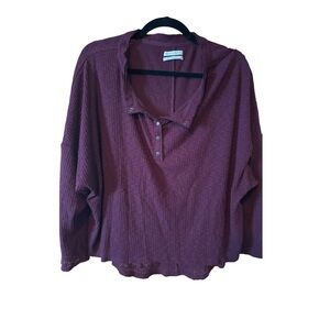 Burgundy Ribbed Long Sleeve Top